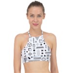 Pattern Hipster Abstract Form Geometric Line Variety Shapes Polkadots Fashion Style Seamless Halter Bikini Top