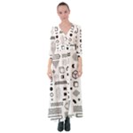 Pattern Hipster Abstract Form Geometric Line Variety Shapes Polkadots Fashion Style Seamless Button Up Maxi Dress