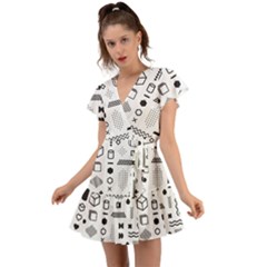 Flutter Sleeve Wrap Dress 