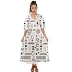 Pattern Hipster Abstract Form Geometric Line Variety Shapes Polkadots Fashion Style Seamless Kimono Sleeve Boho Dress