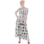 Pattern Hipster Abstract Form Geometric Line Variety Shapes Polkadots Fashion Style Seamless Button Up Short Sleeve Maxi Dress