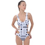Pattern Hipster Abstract Form Geometric Line Variety Shapes Polkadots Fashion Style Seamless Side Cut Out Swimsuit