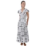 Pattern Hipster Abstract Form Geometric Line Variety Shapes Polkadots Fashion Style Seamless Flutter Sleeve Maxi Dress