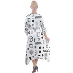Quarter Sleeve Wrap Front Maxi Dress 