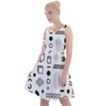 Pattern Hipster Abstract Form Geometric Line Variety Shapes Polkadots Fashion Style Seamless Knee Length Skater Dress