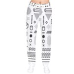 Pattern Hipster Abstract Form Geometric Line Variety Shapes Polkadots Fashion Style Seamless Women Velvet Drawstring Pants