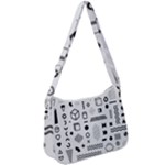 Pattern Hipster Abstract Form Geometric Line Variety Shapes Polkadots Fashion Style Seamless Zip Up Shoulder Bag