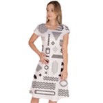 Pattern Hipster Abstract Form Geometric Line Variety Shapes Polkadots Fashion Style Seamless Classic Short Sleeve Dress
