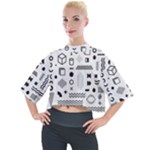 Pattern Hipster Abstract Form Geometric Line Variety Shapes Polkadots Fashion Style Seamless Mock Neck T-Shirt