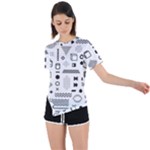 Pattern Hipster Abstract Form Geometric Line Variety Shapes Polkadots Fashion Style Seamless Asymmetrical Short Sleeve Sports T-Shirt
