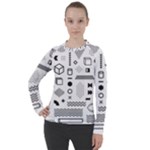 Pattern Hipster Abstract Form Geometric Line Variety Shapes Polkadots Fashion Style Seamless Women s Pique Long Sleeve T-Shirt