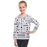 Pattern Hipster Abstract Form Geometric Line Variety Shapes Polkadots Fashion Style Seamless Kids  Long Mesh T-Shirt