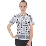 Pattern Hipster Abstract Form Geometric Line Variety Shapes Polkadots Fashion Style Seamless Women s Sport Raglan T-Shirt
