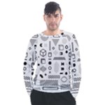 Pattern Hipster Abstract Form Geometric Line Variety Shapes Polkadots Fashion Style Seamless Men s Long Sleeve Raglan T-Shirt