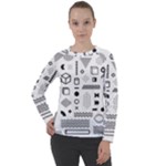 Pattern Hipster Abstract Form Geometric Line Variety Shapes Polkadots Fashion Style Seamless Women s Long Sleeve Raglan T-Shirt