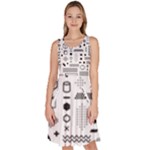 Pattern Hipster Abstract Form Geometric Line Variety Shapes Polkadots Fashion Style Seamless Knee Length Skater Dress With Pockets
