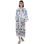 Pattern Hipster Abstract Form Geometric Line Variety Shapes Polkadots Fashion Style Seamless Maxi Satin Kimono