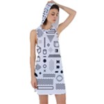 Pattern Hipster Abstract Form Geometric Line Variety Shapes Polkadots Fashion Style Seamless Racer Back Hoodie Dress