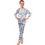 Pattern Hipster Abstract Form Geometric Line Variety Shapes Polkadots Fashion Style Seamless Kids  Satin Long Sleeve Pajamas Set