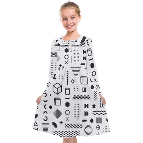 Pattern Hipster Abstract Form Geometric Line Variety Shapes Polkadots Fashion Style Seamless Kids  Midi Sailor Dress from ArtsNow.com
