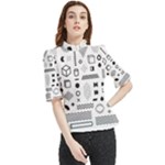 Pattern Hipster Abstract Form Geometric Line Variety Shapes Polkadots Fashion Style Seamless Frill Neck Blouse