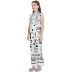 Kids  Sleeveless Ruffle Edge Band Collar Chiffon One Piece 