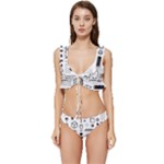 Pattern Hipster Abstract Form Geometric Line Variety Shapes Polkadots Fashion Style Seamless Low Cut Ruffle Edge Bikini Set
