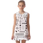 Pattern Hipster Abstract Form Geometric Line Variety Shapes Polkadots Fashion Style Seamless Kids  Pilgrim Collar Ruffle Hem Dress