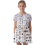 Pattern Hipster Abstract Form Geometric Line Variety Shapes Polkadots Fashion Style Seamless Kids  Short Sleeve Pinafore Style Dress