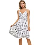 Pattern Hipster Abstract Form Geometric Line Variety Shapes Polkadots Fashion Style Seamless Sleeveless Tie Front Chiffon Dress