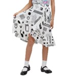Pattern Hipster Abstract Form Geometric Line Variety Shapes Polkadots Fashion Style Seamless Kids  Ruffle Flared Wrap Midi Skirt