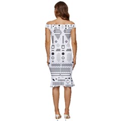 Off Shoulder Ruffle Split Hem Bodycon Dress 