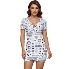 Low Cut Cap Sleeve Mini Dress 