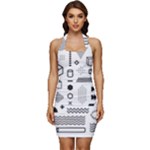 Pattern Hipster Abstract Form Geometric Line Variety Shapes Polkadots Fashion Style Seamless Sleeveless Wide Square Neckline Ruched Bodycon Dress
