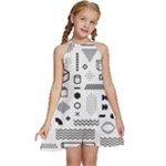 Pattern Hipster Abstract Form Geometric Line Variety Shapes Polkadots Fashion Style Seamless Kids  Halter Collar Waist Tie Chiffon Dress