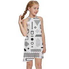 Kids  Halter Collar Waist Tie Chiffon Dress 