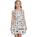 Pattern Hipster Abstract Form Geometric Line Variety Shapes Polkadots Fashion Style Seamless Kids  Sleeveless Tiered Mini Dress