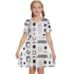 Pattern Hipster Abstract Form Geometric Line Variety Shapes Polkadots Fashion Style Seamless Kids  Short Sleeve Tiered Mini Dress