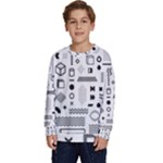 Pattern Hipster Abstract Form Geometric Line Variety Shapes Polkadots Fashion Style Seamless Kids  Crewneck Sweatshirt