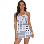 Pattern Hipster Abstract Form Geometric Line Variety Shapes Polkadots Fashion Style Seamless 2-in-1 Flare Activity Dress