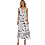 Pattern Hipster Abstract Form Geometric Line Variety Shapes Polkadots Fashion Style Seamless V-Neck Sleeveless Loose Fit Overalls