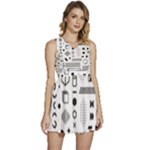 Pattern Hipster Abstract Form Geometric Line Variety Shapes Polkadots Fashion Style Seamless Sleeveless High Waist Mini Dress