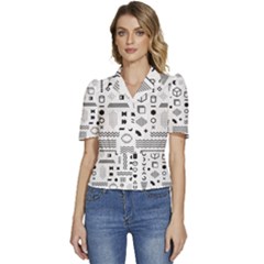 Puffed Short Sleeve Button Up Jacket 
