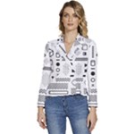 Pattern Hipster Abstract Form Geometric Line Variety Shapes Polkadots Fashion Style Seamless Women s Long Sleeve Revers Collar Cropped Jacket