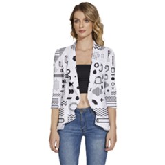 Women s 3/4 Sleeve Ruffle Edge Open Front Jacket 