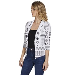 Women s Draped Front 3/4 Sleeve Shawl Collar Jacket 