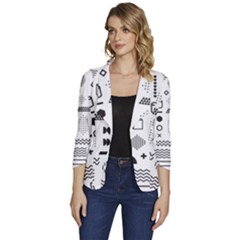 Women s One-Button 3/4 Sleeve Short Jacket 