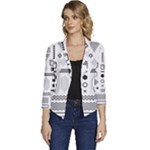 Pattern Hipster Abstract Form Geometric Line Variety Shapes Polkadots Fashion Style Seamless Women s Casual 3/4 Sleeve Spring Jacket