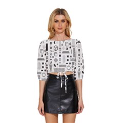 Mid Sleeve Drawstring Hem Top 
