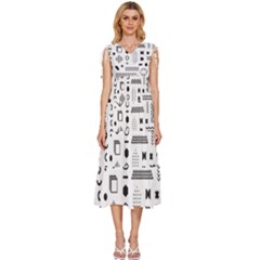 V-Neck Drawstring Shoulder Sleeveless Maxi Dress 